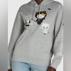 Hello Kitty Women's Gray and Black Halloween Graphic Cat Hoodie NWOT Size XXS